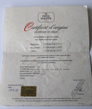 Original Patek Philippe Watch Certificate. 1988.
