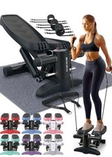 Nordic Lifting Mini Stepper Stair Climber Machine w/Resistance Bands LCD Black