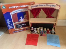 ELC Wooden Puppet Theatre Original Box & Finger Puppets x 7  & Story Cards 
