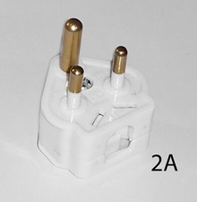 Round pin plug - White, choose 2A or 5A        PLU203 or PLU503