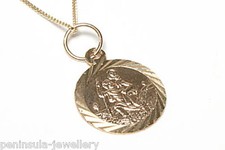 9ct Gold Childs St Christopher and 16in Chain Gift Boxed Made in UK