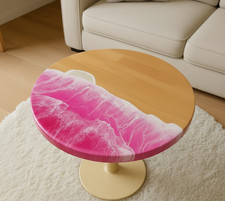 Luxury Pink Ocean Epoxy Table – Resin River Coffee Table Top Modern Handmade Top