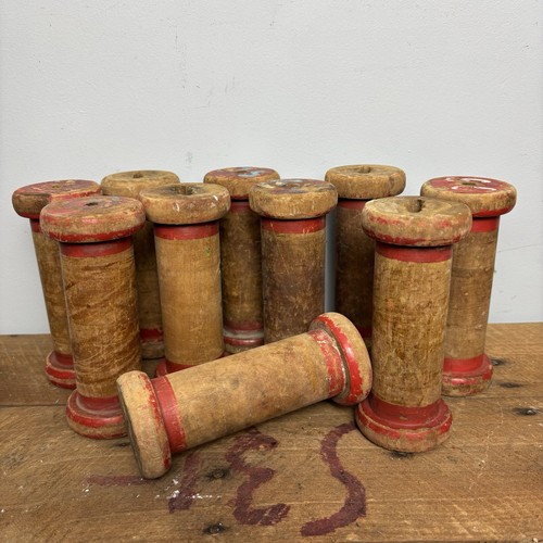 10x rustic wooden bobbins - 10x,