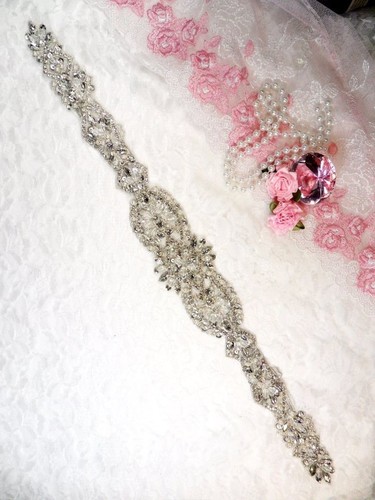Silver bridal applique beaded - silver,