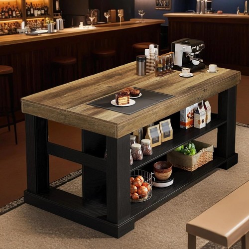 Kitchen island with shelves - kitchen,
