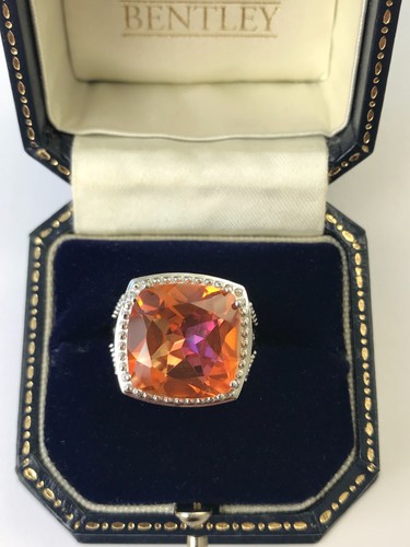 Padparadscha quartz ring - padparadscha, 925
