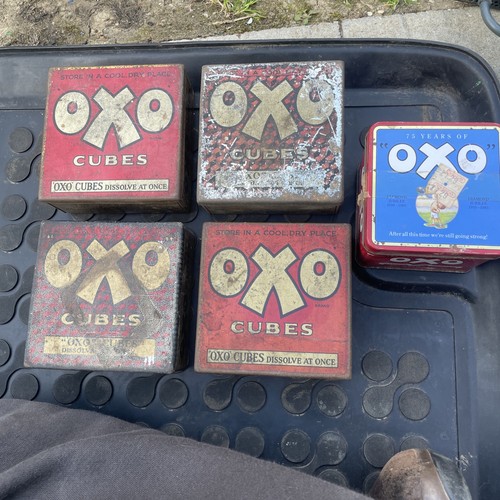 Vintage oxo cubes hinged tin - vintage,