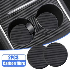 2pcs Car Vehicle Water Cup Pads Slot Non-Slip Carbon Fiber Look Mat Accessories