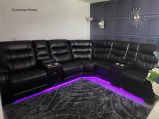 Electric Recliner Corner Sofa Forbes Black | USB| Bluetooth speakers| LED Lights