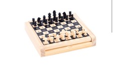 Wooden Travel Chess Set. Pegged Pieces. 12cm x 12cm.
