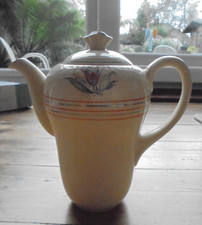 NEWHALL , HANLEY STAFFS - TEA POT - pink tulip design - hairline crack on  lid