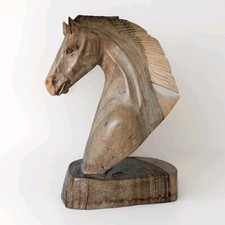 Hand-Carved Wooden Horse Head