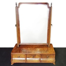 Queen Anne Style Antique Dressing Table Mirror With Drawers Toilet Vanity Swivel