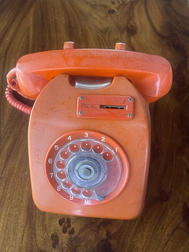 Retro vintage orange pay phone - retro,