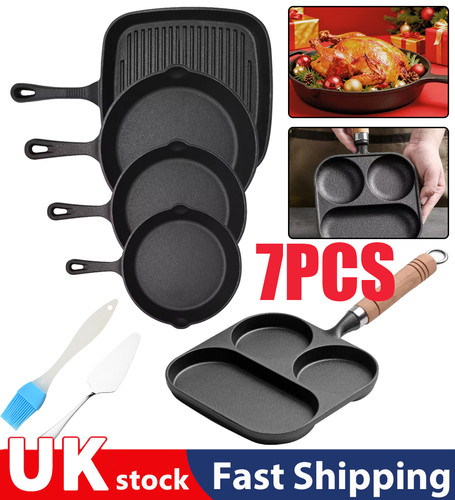 7pc cast iron griddle frying - 7pc,