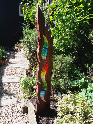 Stained glass garden sculpture - stained,