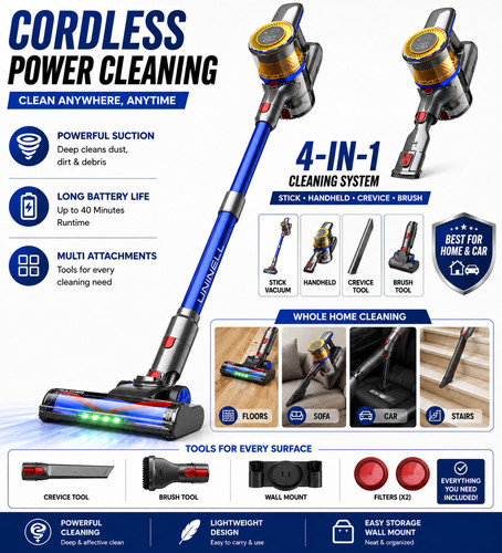 Cordless vacuum cleaner 4in1 - cordless,