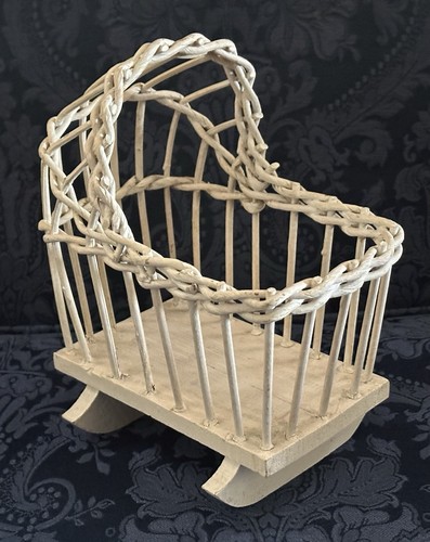 Vintage wicker and - wood, cradle