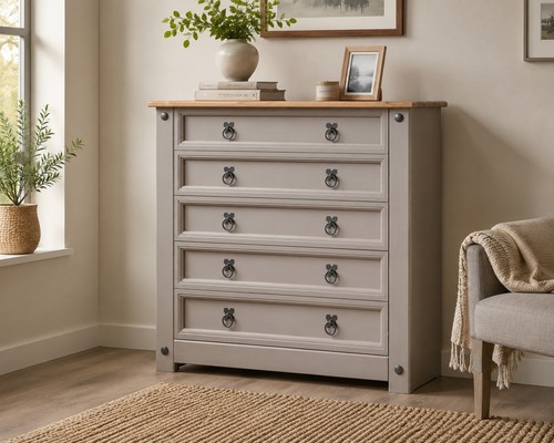 Corona grey chest drawers 5 - chest,