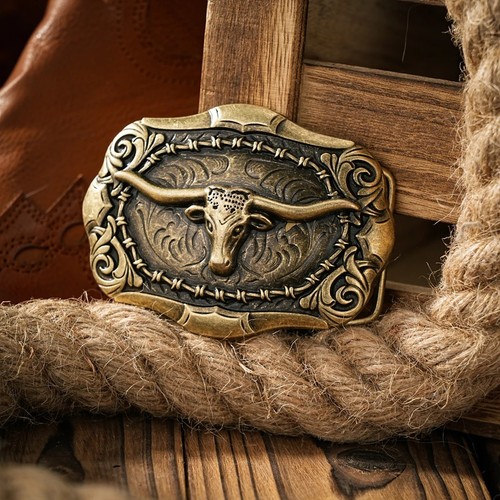 Western gold buckle brown - western,