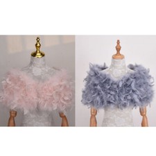 Women Real Ostrich Feather Fur Shrug Shawl Bridal Wedding Party Wraps Cape Pink