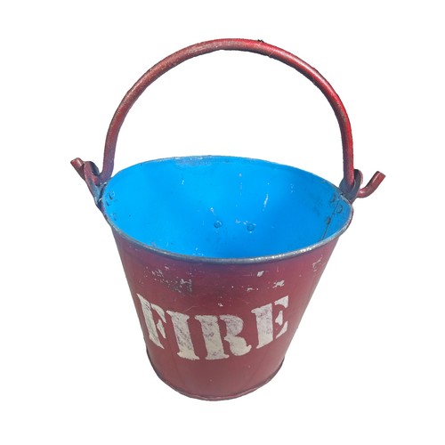 Vintage red metal fire bucket - fire,