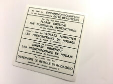 Mk1 Golf GTI Original "Running-in" Sticker decal Vw