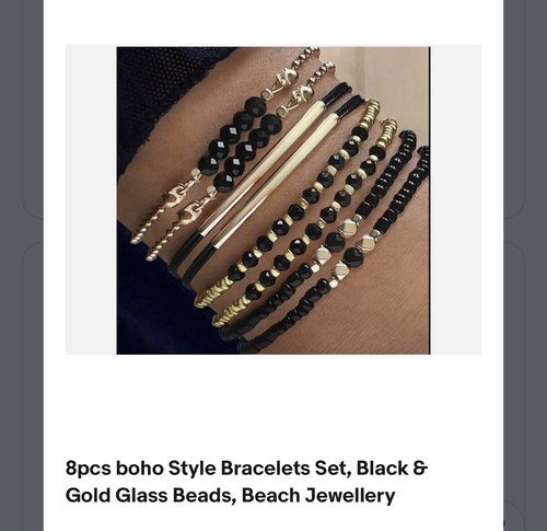 8pcs set boho black glass - boho,