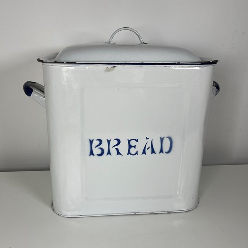 Vintage enamel bread bin - vintage,