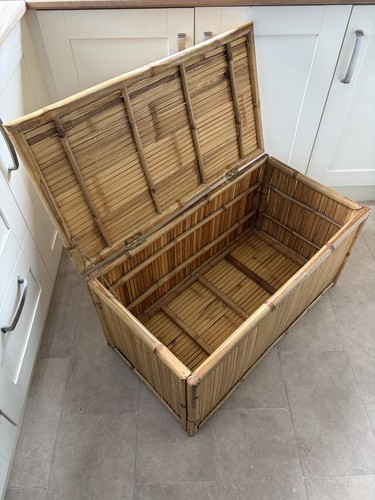 Vintage bamboo wooden trunk - vintage,