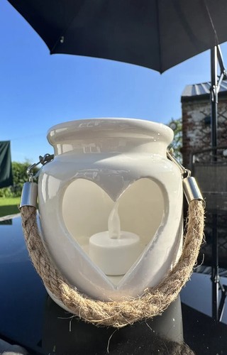 White ceramic light lantern - white,