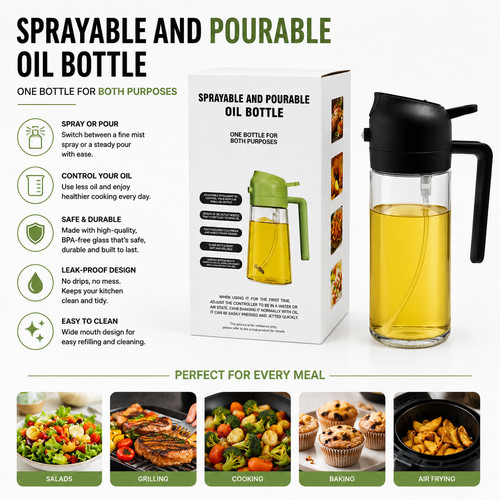 Glass oil sprayer - 2-in-1,