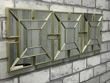 SET OF 3 GOLD ART DECO SQUARE ARCHED WALL ART WALL MIRRORS TILE LOOK GOLD SILVER