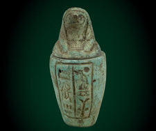 Authentic Ancient Egyptian Antiquities Canopic Jar With Hieroglyphics BC
