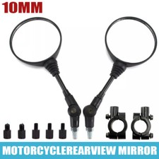 2x Universal Round Motorcycle Rearview Rear View Side Mirrors With Adapter 10mm