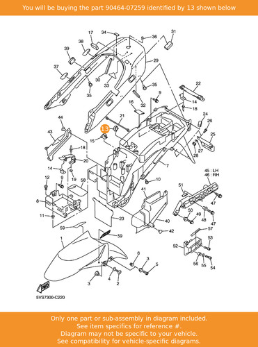 Yamaha clamp 90464 - 90464-07259, oem