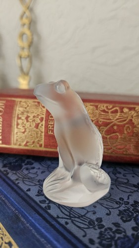 Lalique clear glass frog mint - lalique,