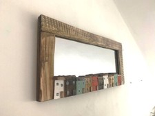 NEW Funckles Stunning driftwood mirror with driftwood cottage houses New Design