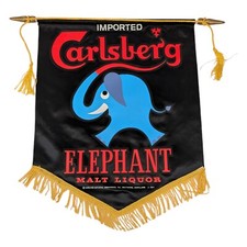 Carlsberg Elephant Malt Liquor Beer Banner Carling National Brewery Sign 1960s