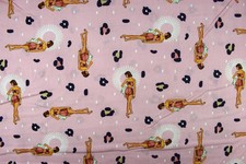 Retro Pin-Up Girl Fabric, Pink
