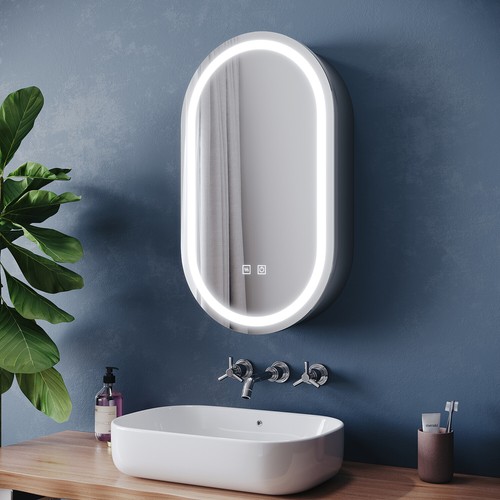 Oval bathroom mirror cabinet - oval,