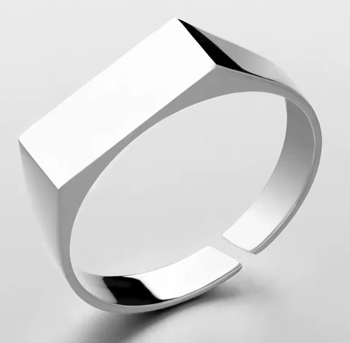 Men plain signet ring silver - men's,