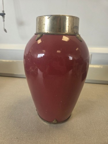 Vintage art pottery vase red - art,