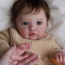 24in Adorable Toddler Boy Finished Reborn Baby Doll Rooted Hair Cloth Body Gift