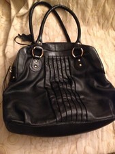 oriano designer black real leather large handbag
