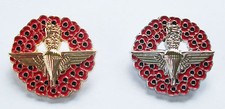 PARACHUTE REGIMENT WINGS REMEMBRANCE POPPY WREATH BADGE OR WALKING STICK MOUNT
