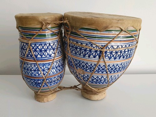 Vintage moroccan ceramic bongo - vintage,