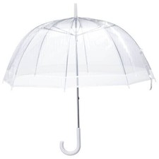 See Through Dome Umbrella Large 30" Clear Ladies Transparent Walking Rain Broll