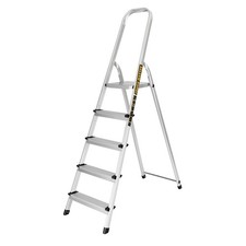 Step ladder folding aluminium & steel 5 steps top hand rail