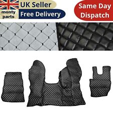 Set of Black Eco Leather Floor Mats + Engine Cover for DAF CF EURO 6 2013 -21